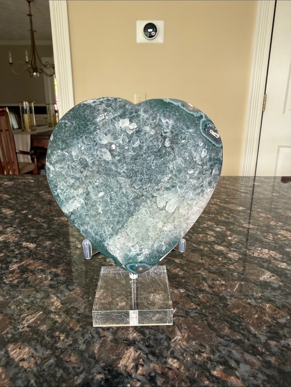 Heart-Shaped Green Amethyst Agate Crystal